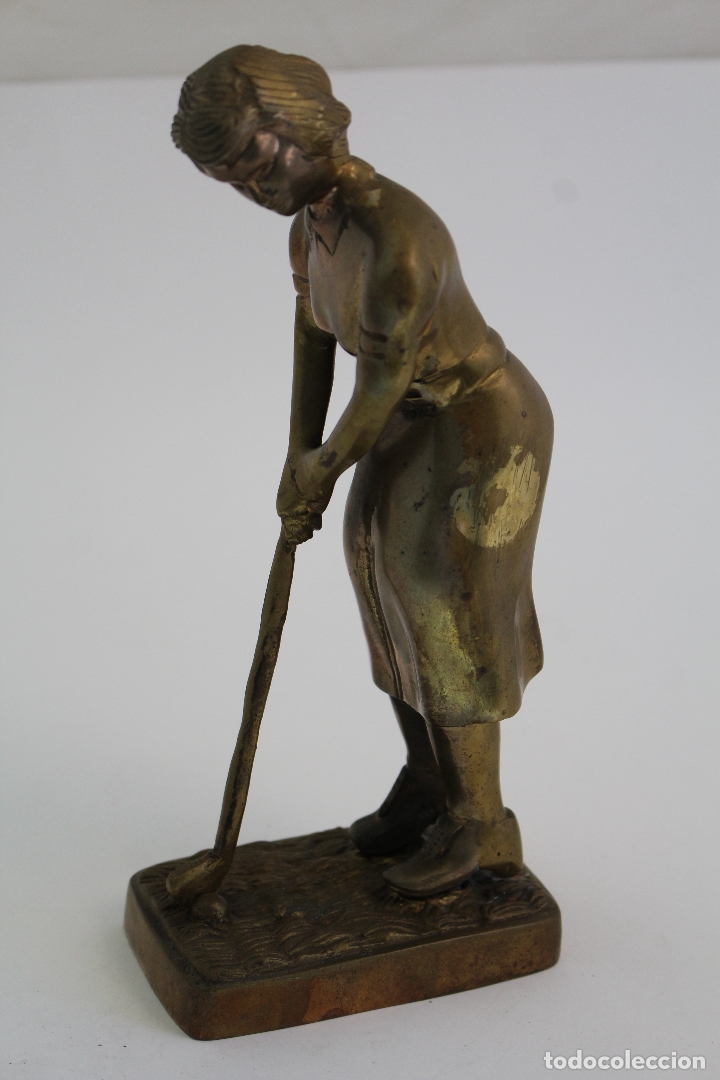 Antig&uuml;edades: figura jugadora de golf de bronce - Foto 7