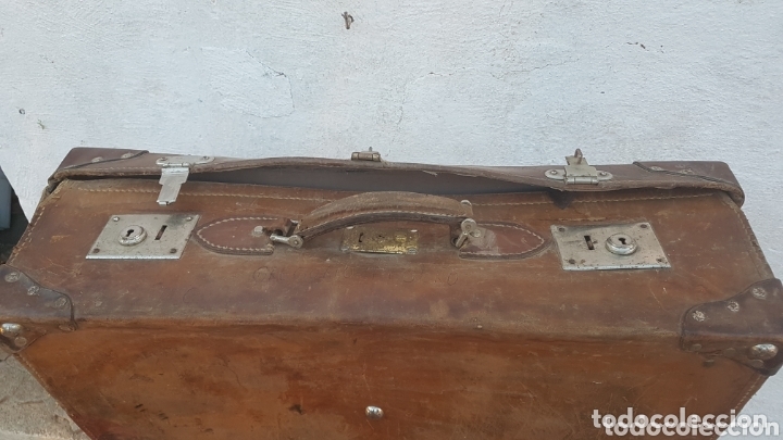 Antig&uuml;edades: Antigua maleta de cuero - Foto 2