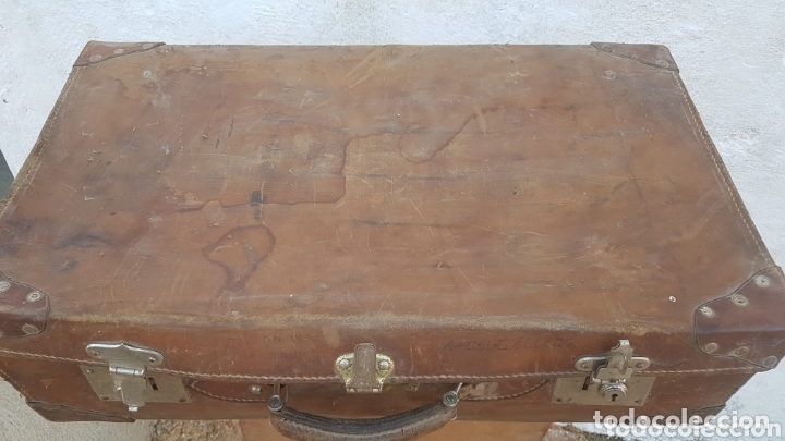 Antig&uuml;edades: Antigua maleta de cuero - Foto 3