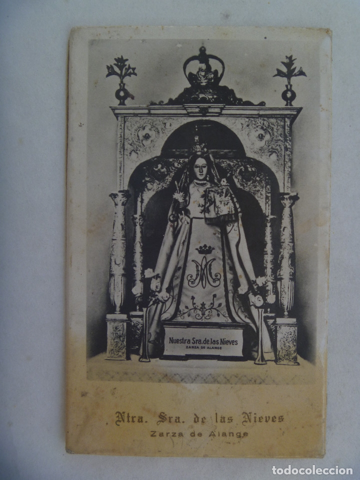Antig&uuml;edades: ESTAMPA MUY ANTIGUA DE SOBREMESA DE NTRA. SRA. DE LAS NIEVES , ZARZA DE ALANGE ( BADAJOZ ). CON PIE