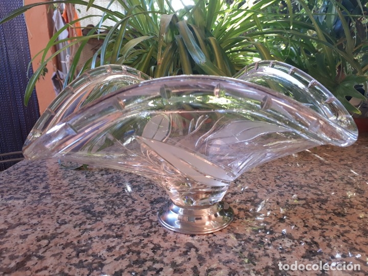 Antig&uuml;edades: antiguo centro de mesa de cristal - Foto 1