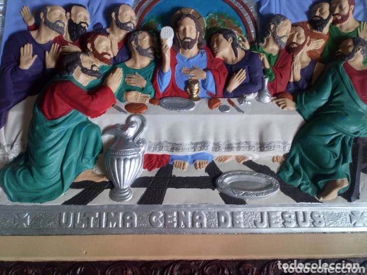 Antig&uuml;edades: Cuadro de la &Uacute;ltima Cena en escayola pintada - Foto 2