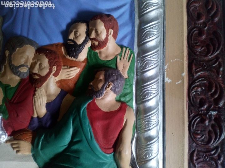 Antig&uuml;edades: Cuadro de la &Uacute;ltima Cena en escayola pintada - Foto 5