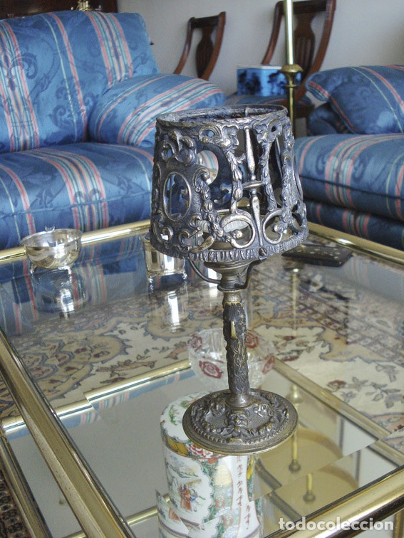 Antig&uuml;edades: L&aacute;mpara de bronce - Foto 3
