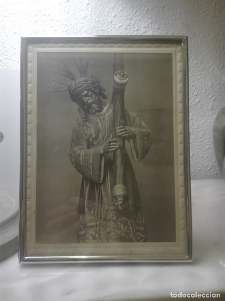 Antig&uuml;edades: Fotograf&iacute;a antigua Gran Poder de Sevilla en marco plateado - Foto 4
