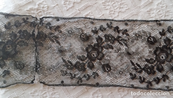 Antig&uuml;edades: Antiguo encaje negro 180 cm - Foto 5