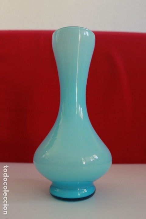 Antig&uuml;edades: Violetero de opalina azul de los a&ntilde;os 70. - Foto 1