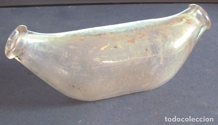 Antig&uuml;edades: biberon para bebe glaxo, vidrio con dos bocas, 17x6cm aprox, suciedad en interior