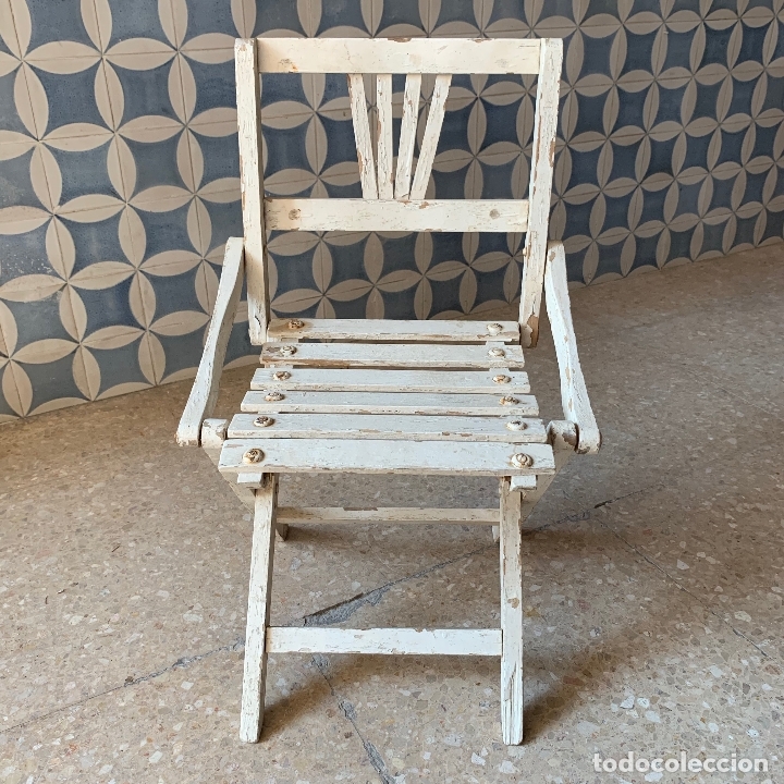 Antig&uuml;edades: PEQUE&Ntilde;A SILLA PLEGABLE - Foto 5