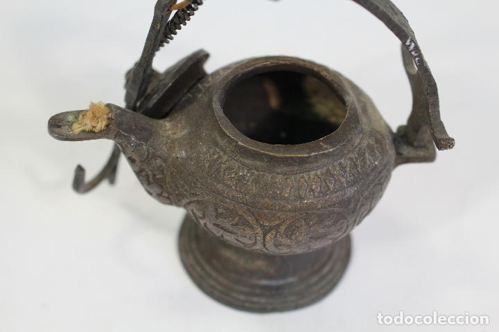 Antig&uuml;edades: lampara candil antiguo de bronce - Foto 2