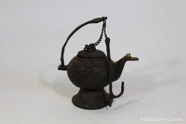 Antig&uuml;edades: lampara candil antiguo de bronce - Foto 5