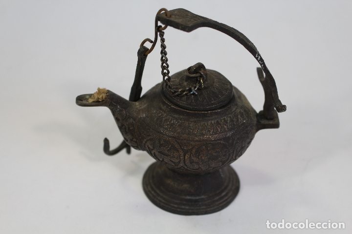 Antig&uuml;edades: lampara candil antiguo de bronce - Foto 1