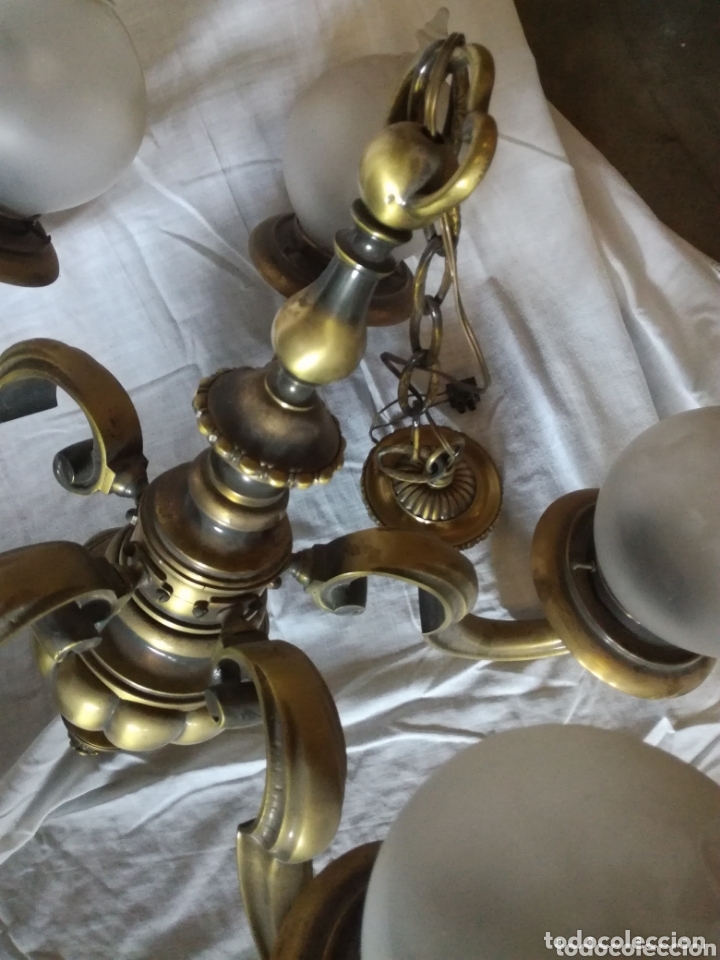 Antig&uuml;edades: Lampara antigua en bronce - Foto 2