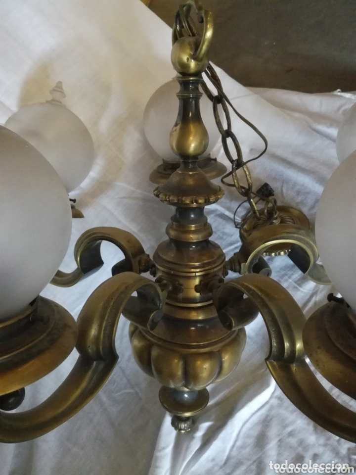 Antig&uuml;edades: Lampara antigua en bronce - Foto 3