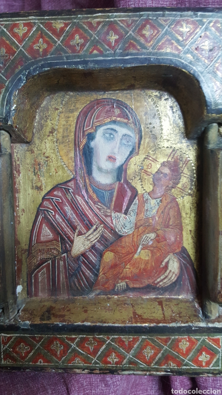 Antig&uuml;edades: ANTIGUO ICONO-TRIPTICO DE MADERA - Foto 2