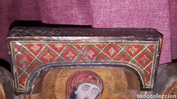 Antig&uuml;edades: ANTIGUO ICONO-TRIPTICO DE MADERA - Foto 5