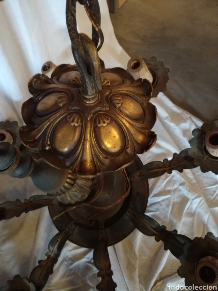 Antig&uuml;edades: L&aacute;mpara bronce macizo - Foto 3