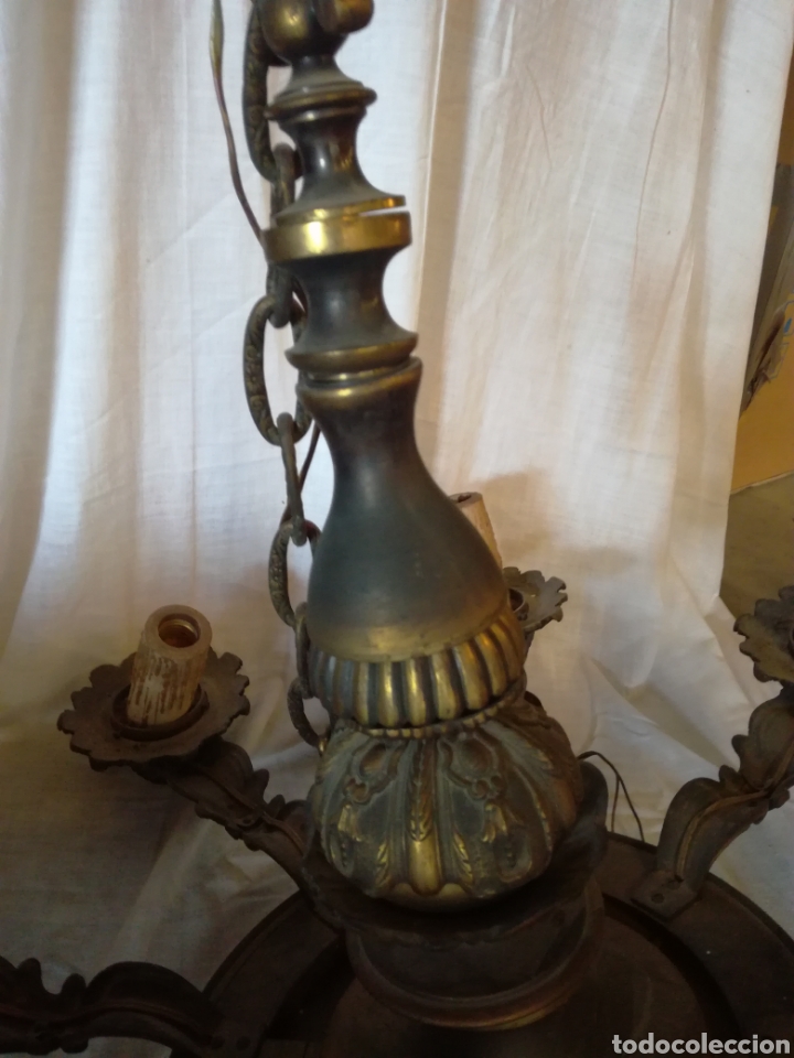 Antig&uuml;edades: L&aacute;mpara bronce macizo - Foto 4
