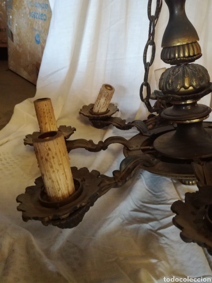 Antig&uuml;edades: L&aacute;mpara bronce macizo - Foto 5