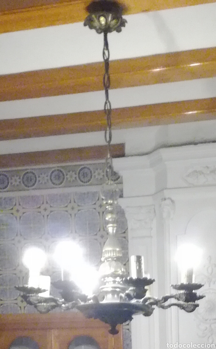Antig&uuml;edades: L&aacute;mpara bronce macizo - Foto 6