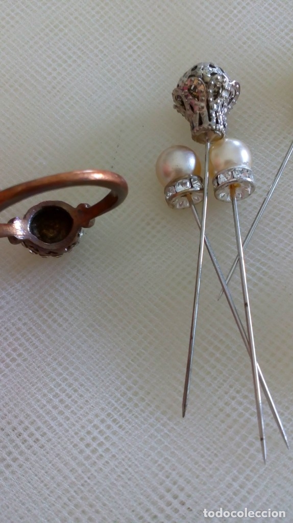 Antig&uuml;edades: Lote de 5 alfileres y un anillo - Foto 10