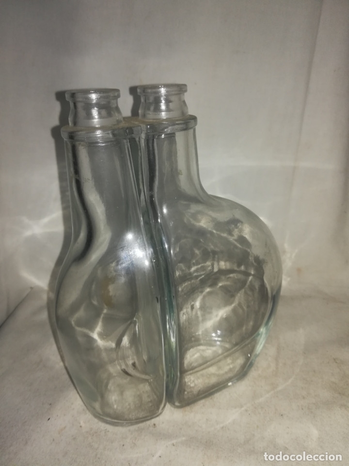 Oggetti Antichi: ANTIGUA BOTELLA DE CRISTAL DOBLE DEPARTAMENTO.