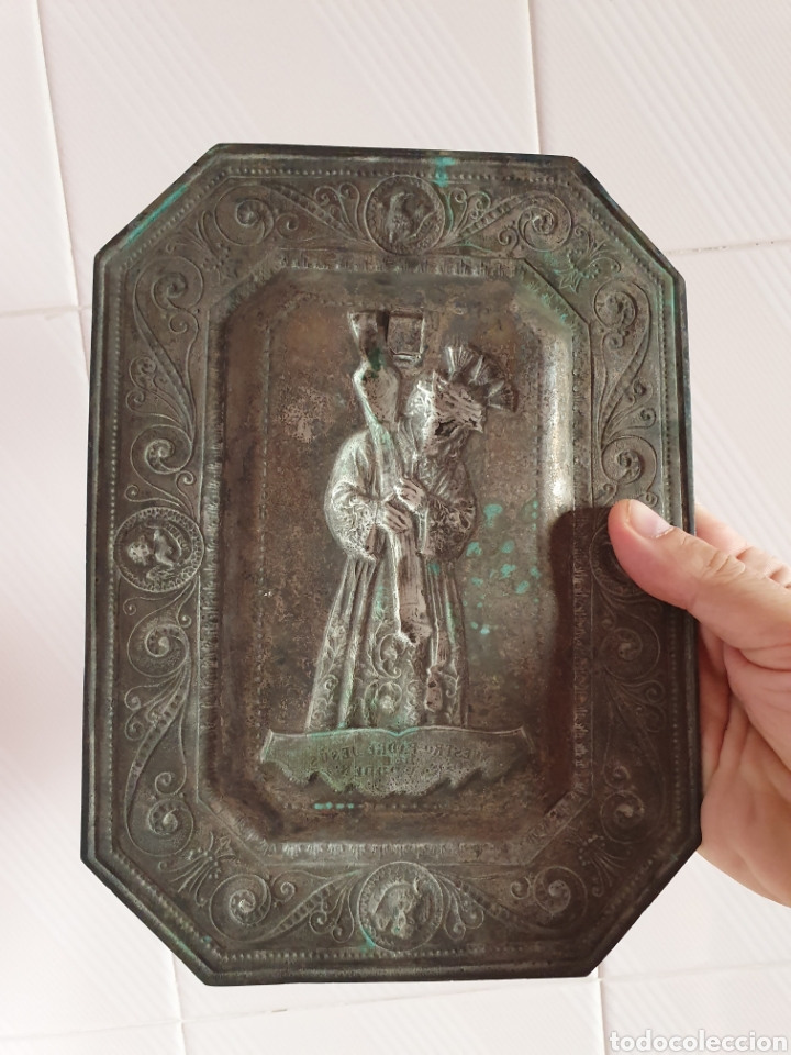 Antig&uuml;edades: PLACA EN RELIEVE DE NUESTRO PADRE JESUS DEL GRAN PODER CON BA&Ntilde;O DE PLATA - Foto 8