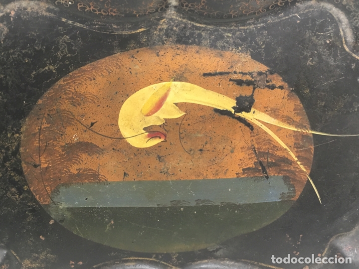 Antig&uuml;edades: Bandeja hierro pintada XIX - Foto 3