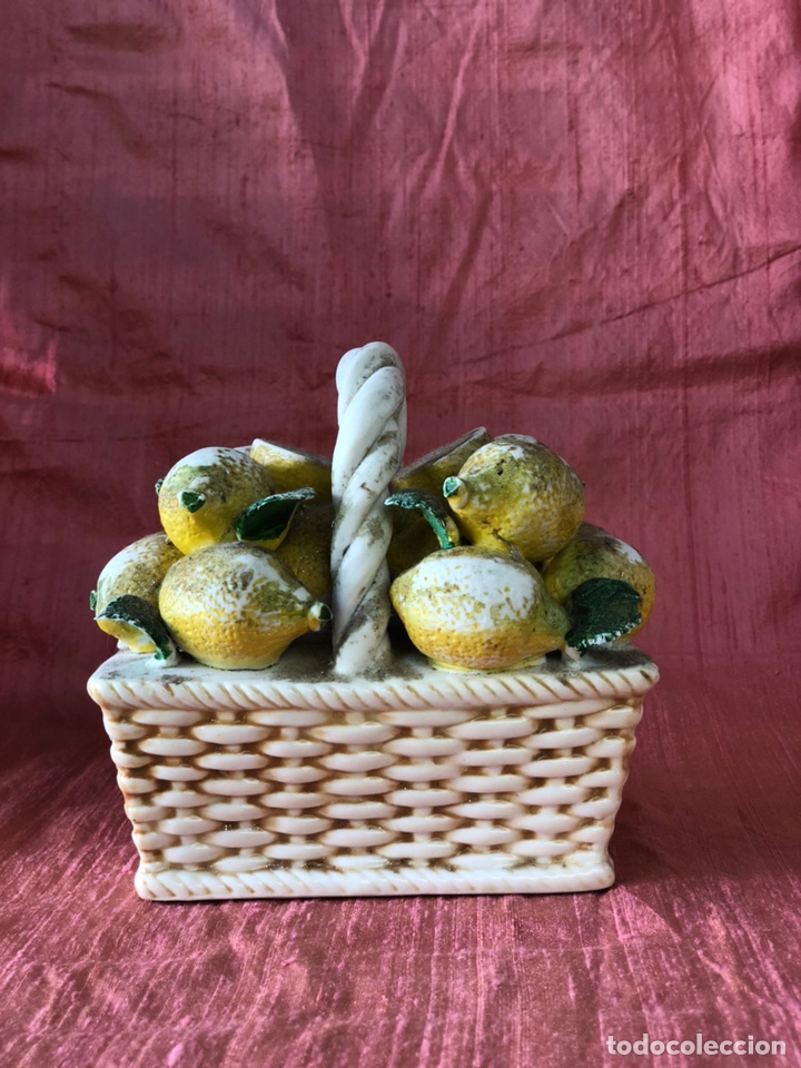 Antig&uuml;edades: Cesto porcelana con limones - Foto 1