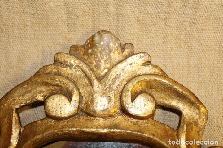 Antig&uuml;edades: espejo cornucopia de madera dorada - Foto 4