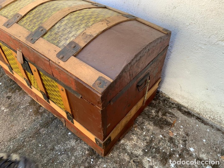 Antig&uuml;edades: BA&Uacute;L DE MADERA Y CHAPA - ANTIGUO - Foto 4