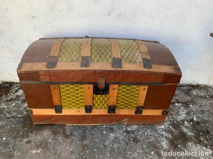Antig&uuml;edades: BA&Uacute;L DE MADERA Y CHAPA - ANTIGUO - Foto 5