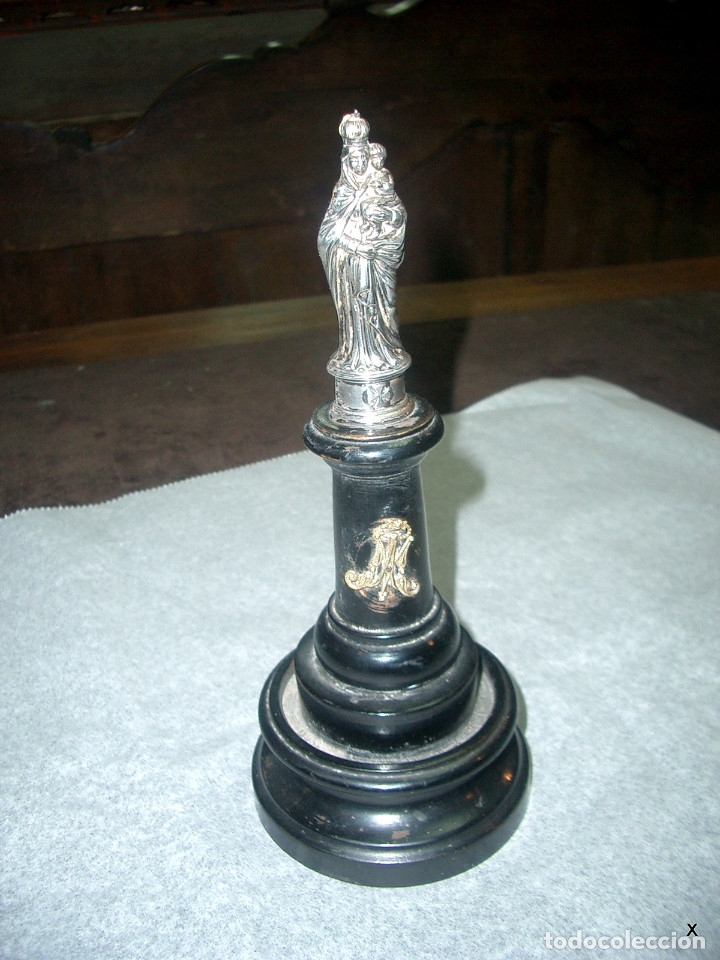 Antig&uuml;edades: Virgen del pilar en plata, peana de madera. - Foto 2