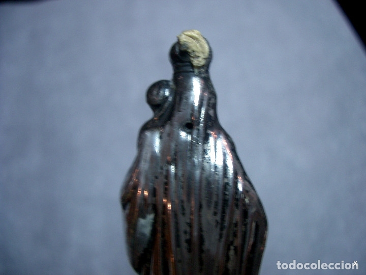 Antig&uuml;edades: Virgen del pilar en plata, peana de madera. - Foto 8