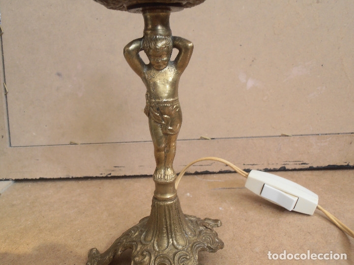 Antig&uuml;edades: LAMPARA MESILLA EN BRONCE - Foto 4