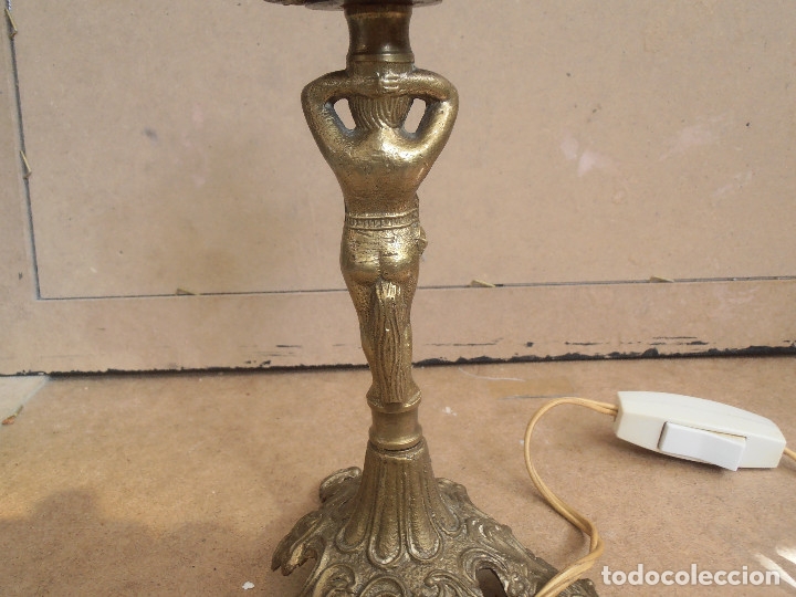 Antig&uuml;edades: LAMPARA MESILLA EN BRONCE - Foto 7