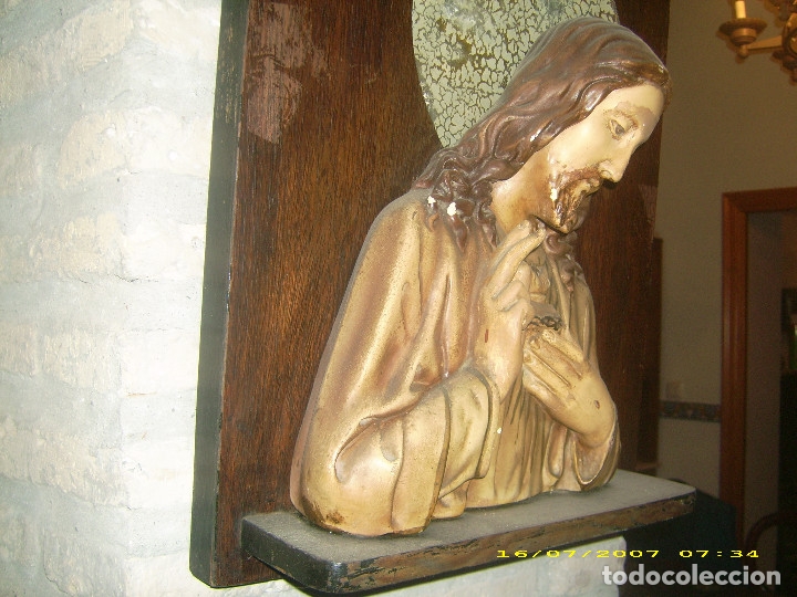 Antig&uuml;edades: ANTIGUA FIGURA DE JESUS SOBRE TABLA REF. BRE - Foto 1