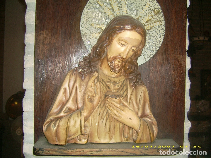 Antig&uuml;edades: ANTIGUA FIGURA DE JESUS SOBRE TABLA REF. BRE - Foto 3