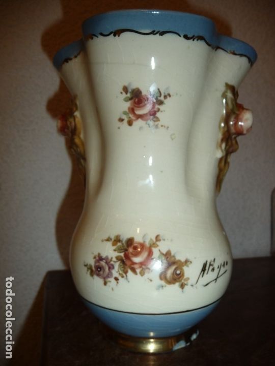 Antig&uuml;edades: ANTONIO PEYRO. JARRON FLORERO CERAMICA 16X 12,