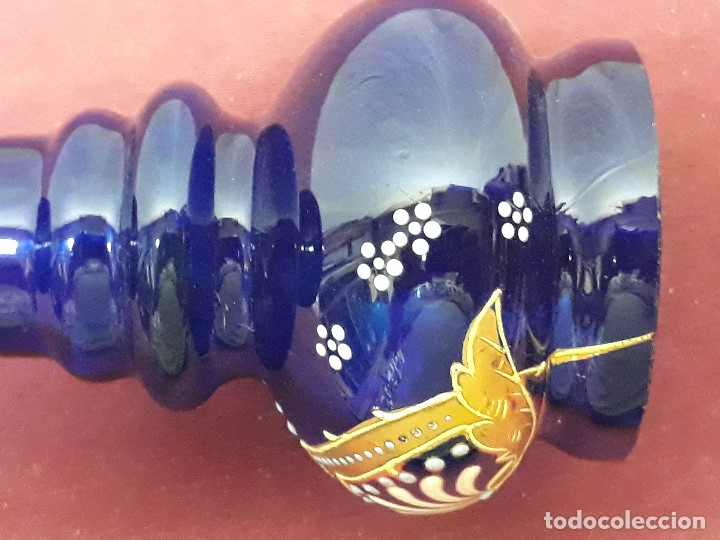 Antig&uuml;edades: FLORERO CRISTAL COBALTO PINTADO... - Foto 4