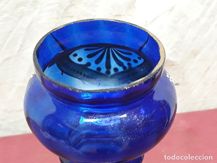 Antig&uuml;edades: FLORERO CRISTAL COBALTO PINTADO... - Foto 5