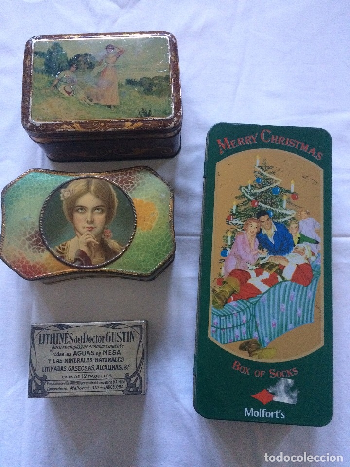 Antig&uuml;edades: 18 cajas antiguas de lat&oacute;n - Foto 4