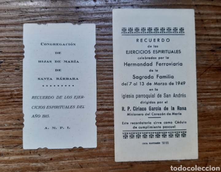 Antig&uuml;edades: Dos recordatorios de ejercicios espirituales con &Aacute;ngeles de 1915 - 1949. - Foto 2