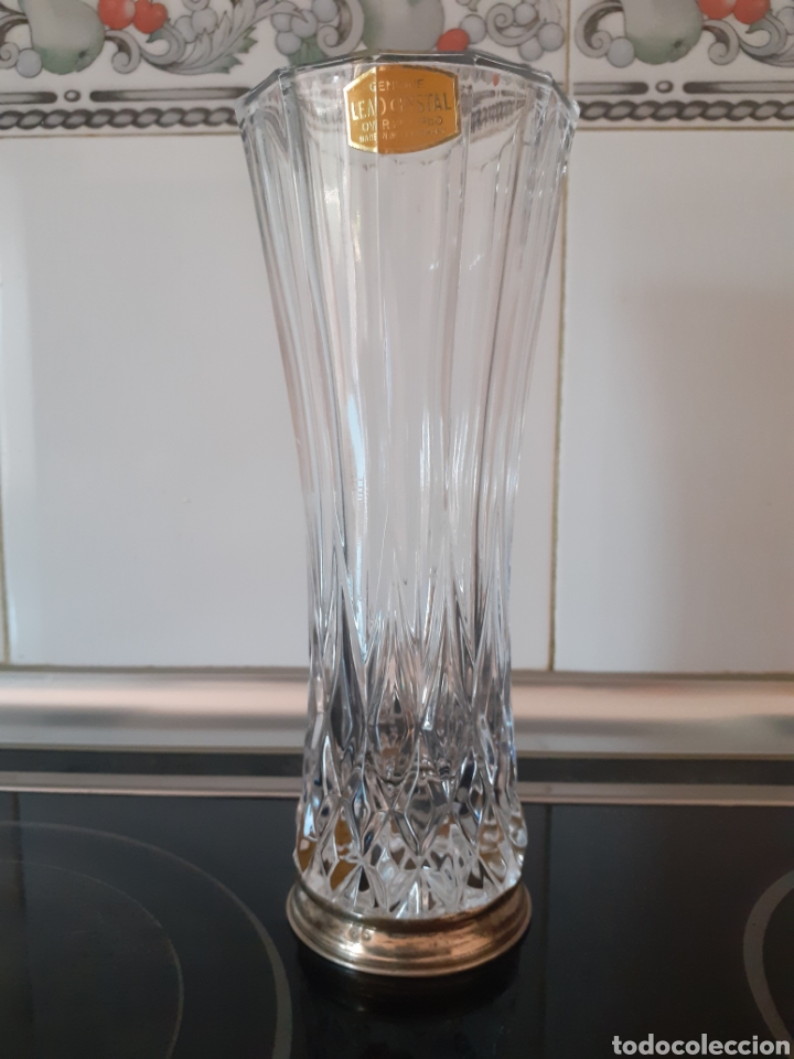 Antiquit&auml;ten: Precioso jarr&oacute;n en cristal alem&aacute;n con base de plata antigua contrastada