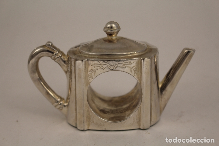 Antig&uuml;edades: tetera - servilletero - silver plated - Foto 3