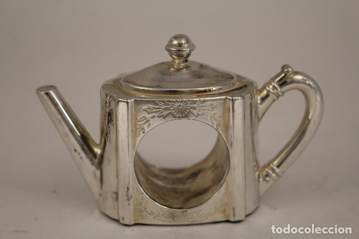 Antig&uuml;edades: tetera - servilletero - silver plated - Foto 1