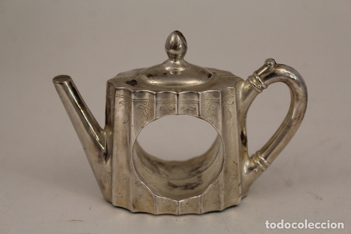 Antig&uuml;edades: tetera - servilletero - silver plated - Foto 3