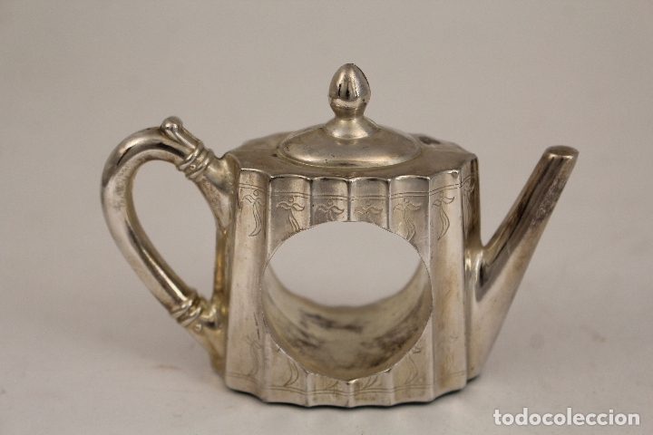Antig&uuml;edades: tetera - servilletero - silver plated - Foto 1