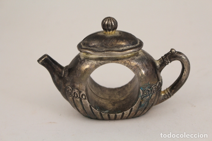 Antig&uuml;edades: tetera - servilletero - silver plated - Foto 3