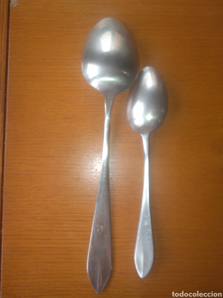 Antig&uuml;edades: CUCHAR&Oacute;N + CUCHARA ALPACA MARCA GALLO - Foto 2